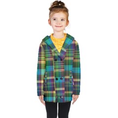 Colorful Madras Plaid Kids  Double Breasted Button Coat by SpinnyChairDesigns