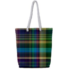 Colorful Madras Plaid Full Print Rope Handle Tote (small) by SpinnyChairDesigns