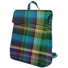 Colorful Madras Plaid Flap Top Backpack by SpinnyChairDesigns