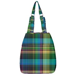 Colorful Madras Plaid Center Zip Backpack by SpinnyChairDesigns