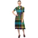 Colorful Madras Plaid Keyhole Neckline Chiffon Dress View1