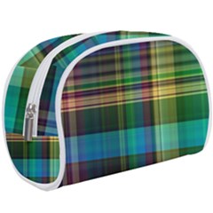 Colorful Madras Plaid Makeup Case (large) by SpinnyChairDesigns