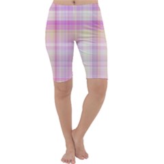 Pink Madras Plaid Cropped Leggings  by SpinnyChairDesigns