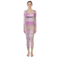 Pink Madras Plaid Long Sleeve Catsuit by SpinnyChairDesigns