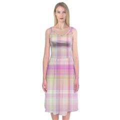 Pink Madras Plaid Midi Sleeveless Dress by SpinnyChairDesigns