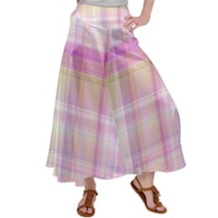 Pink Madras Plaid Satin Palazzo Pants by SpinnyChairDesigns