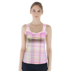 Pink Madras Plaid Racer Back Sports Top by SpinnyChairDesigns