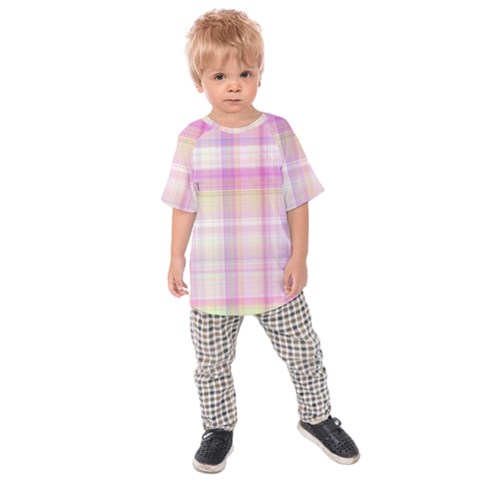 Pink Madras Plaid Kids  Raglan Tee by SpinnyChairDesigns