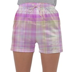 Pink Madras Plaid Sleepwear Shorts by SpinnyChairDesigns