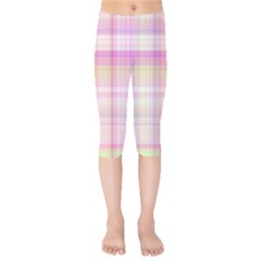 Pink Madras Plaid Kids  Capri Leggings  by SpinnyChairDesigns