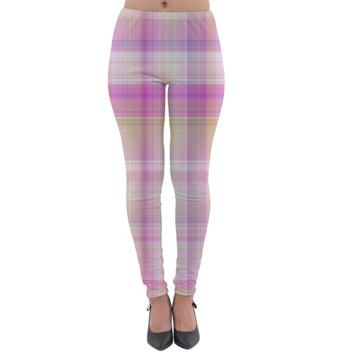 Pink Madras Plaid Lightweight Velour Leggings