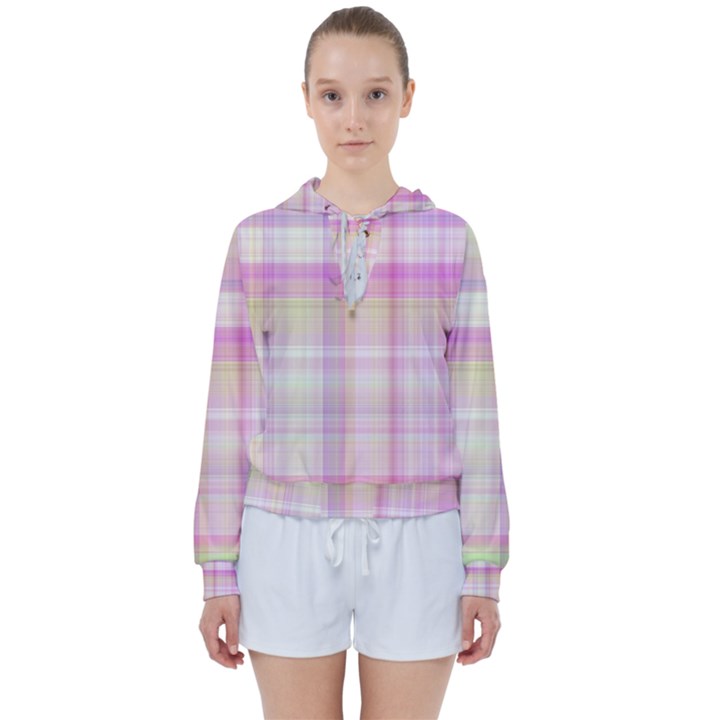 Pink Madras Plaid Women s Tie Up Sweat