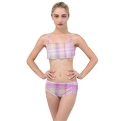 Pink Madras Plaid Layered Top Bikini Set by SpinnyChairDesigns