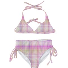 Pink Madras Plaid Kids  Classic Bikini Set by SpinnyChairDesigns