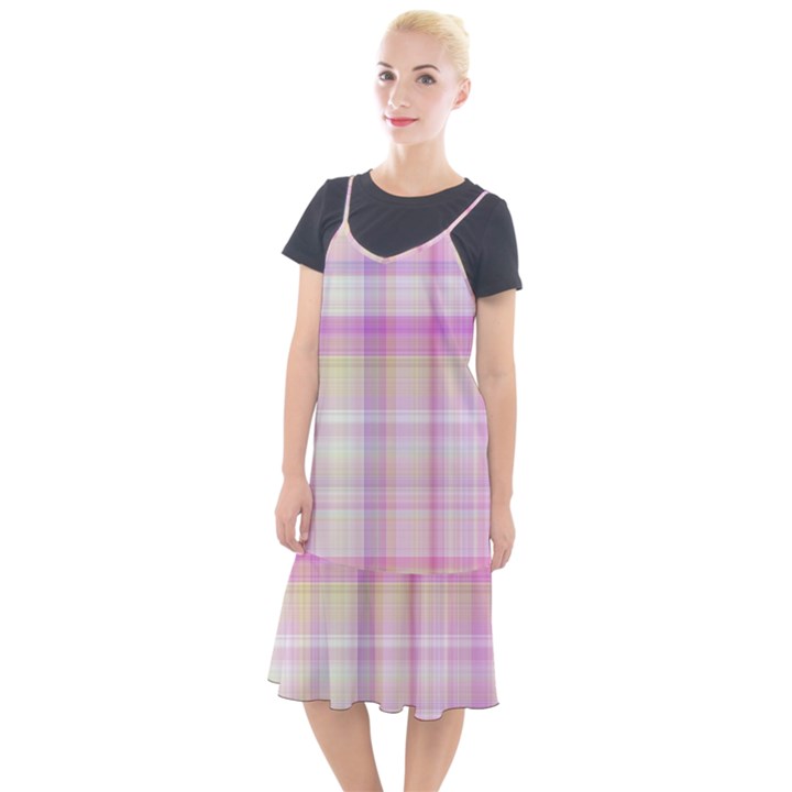 Pink Madras Plaid Camis Fishtail Dress