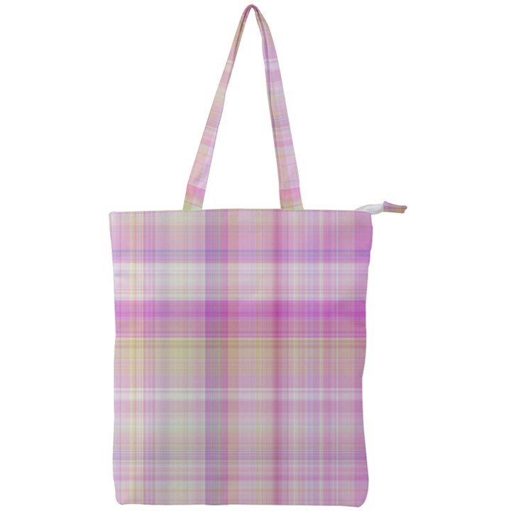 Pink Madras Plaid Double Zip Up Tote Bag