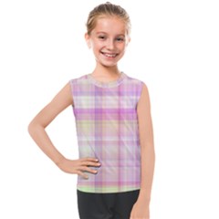 Pink Madras Plaid Kids  Mesh Tank Top by SpinnyChairDesigns