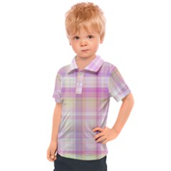 Pink Madras Plaid Kids  Polo Tee