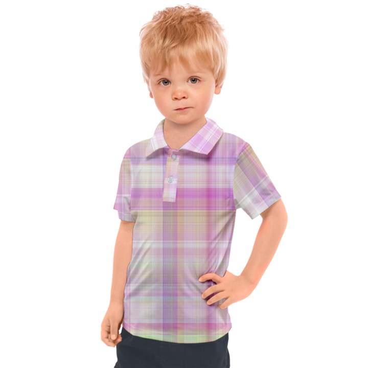 Pink Madras Plaid Kids  Polo Tee