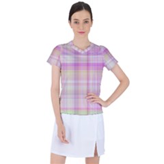 Pink Madras Plaid Women s Sports Top by SpinnyChairDesigns