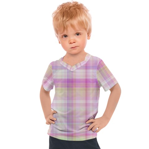 Pink Madras Plaid Kids  Sports Tee by SpinnyChairDesigns