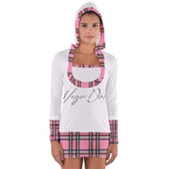 Pink Plaid Long Sleeve Hooded T-shirt by 80generationsapparel