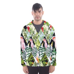 Flamingo Ropical Men s Hooded Windbreaker by designsbymallika