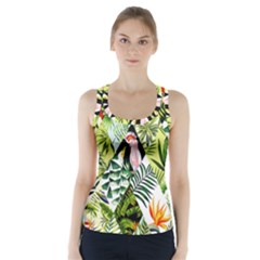 Flamingo Ropical Racer Back Sports Top by designsbymallika