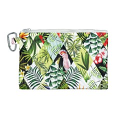 Flamingo Ropical Canvas Cosmetic Bag (large) by designsbymallika