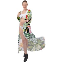 Flamingo Ropical Maxi Chiffon Beach Wrap by designsbymallika