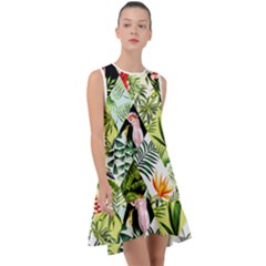 Flamingo Ropical Frill Swing Dress by designsbymallika