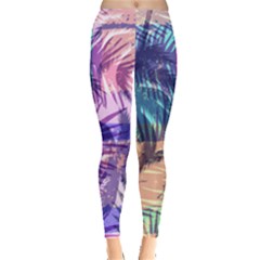 Purple Tropical Pattern Leggings  by designsbymallika