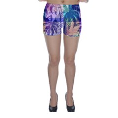 Purple Tropical Pattern Skinny Shorts by designsbymallika