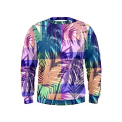 Purple Tropical Pattern Kids  Sweatshirt by designsbymallika