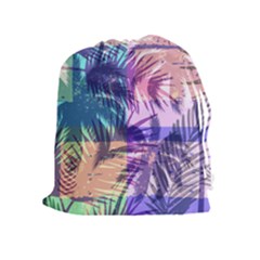 Purple Tropical Pattern Drawstring Pouch (xl) by designsbymallika