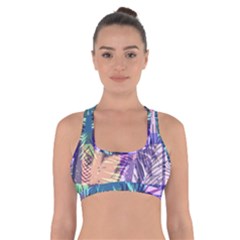 Purple Tropical Pattern Cross Back Sports Bra by designsbymallika