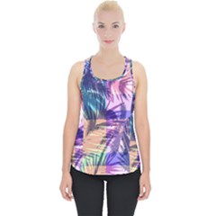 Purple Tropical Pattern Piece Up Tank Top by designsbymallika