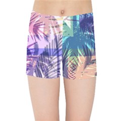 Purple Tropical Pattern Kids  Sports Shorts by designsbymallika