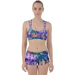 Purple Tropical Pattern Perfect Fit Gym Set by designsbymallika