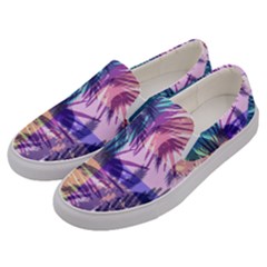 Purple Tropical Pattern Men s Canvas Slip Ons by designsbymallika