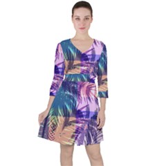 Purple Tropical Pattern Ruffle Dress by designsbymallika