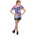 Purple Tropical Pattern Ruffle Collar Chiffon Blouse View2