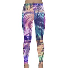 Purple Tropical Pattern Lightweight Velour Classic Yoga Leggings by designsbymallika