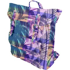 Purple Tropical Pattern Buckle Up Backpack by designsbymallika