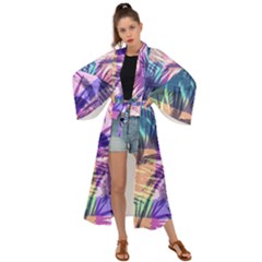 Purple Tropical Pattern Maxi Kimono by designsbymallika