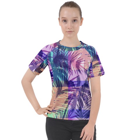 Purple Tropical Pattern Women s Sport Raglan Tee by designsbymallika