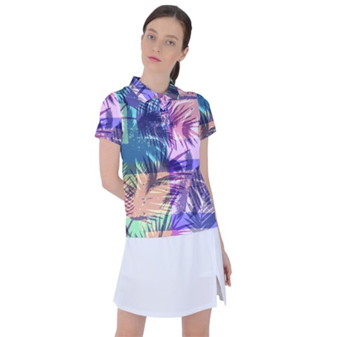 Purple Tropical Pattern Women s Polo Tee by designsbymallika