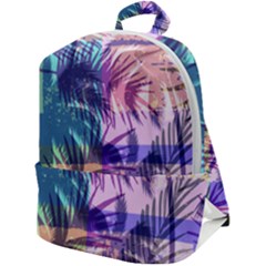 Purple Tropical Pattern Zip Up Backpack by designsbymallika