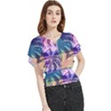 Purple Tropical Pattern Butterfly Chiffon Blouse View1