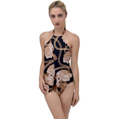 Offwhite Chain Pattern Go With The Flow One Piece Swimsuit by designsbymallika